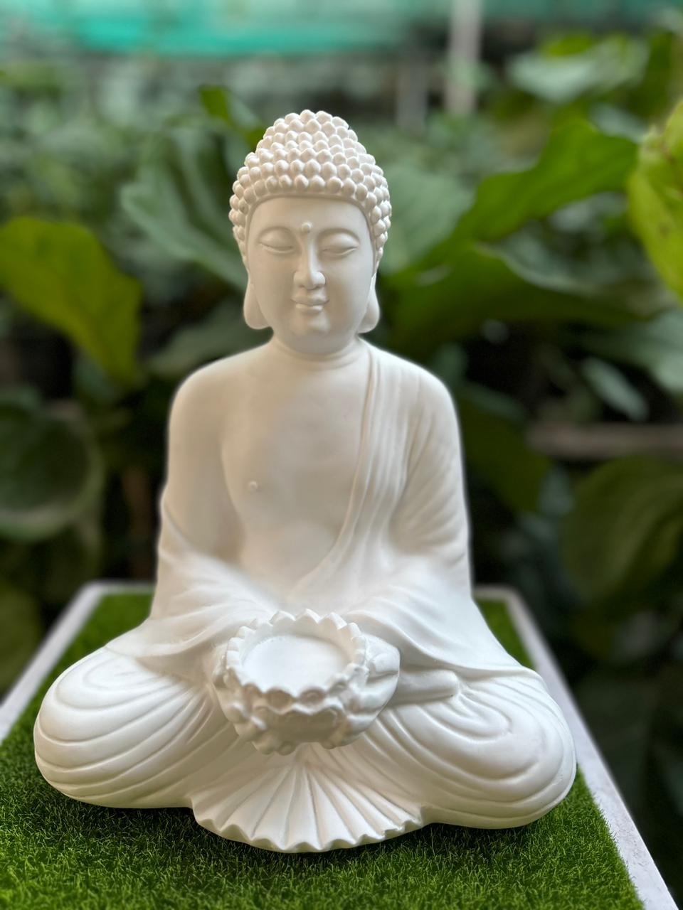 12inch MARBLE DUST Lotus meditating buddha statue home and garden decor -  Home Garden House